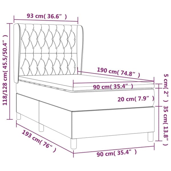 kontinentalseng med madras 90x190 cm stof blå