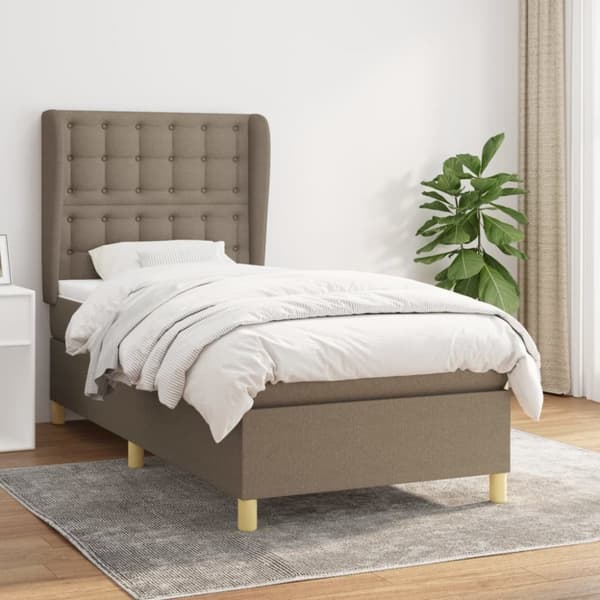 kontinentalseng med madras 90x190 cm stof gråbrun