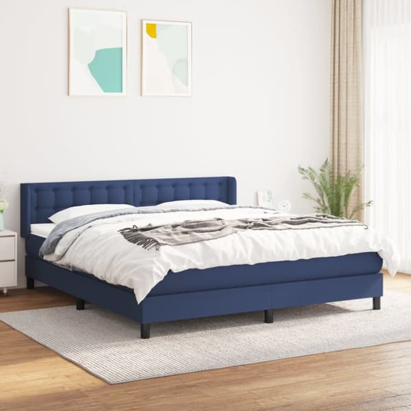 kontinentalseng med madras 160x200 cm stof blå