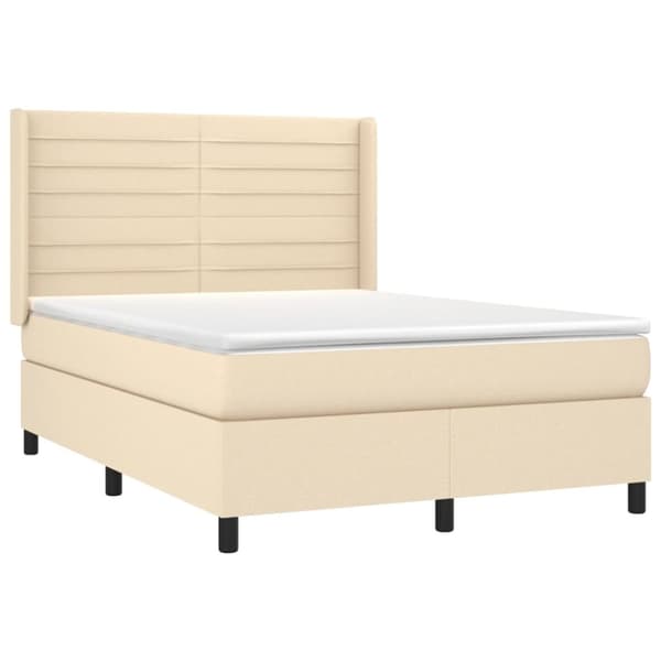 kontinentalseng med madras 140x190 cm stof cremefarvet