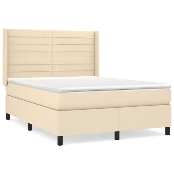 kontinentalseng med madras 140x190 cm stof cremefarvet