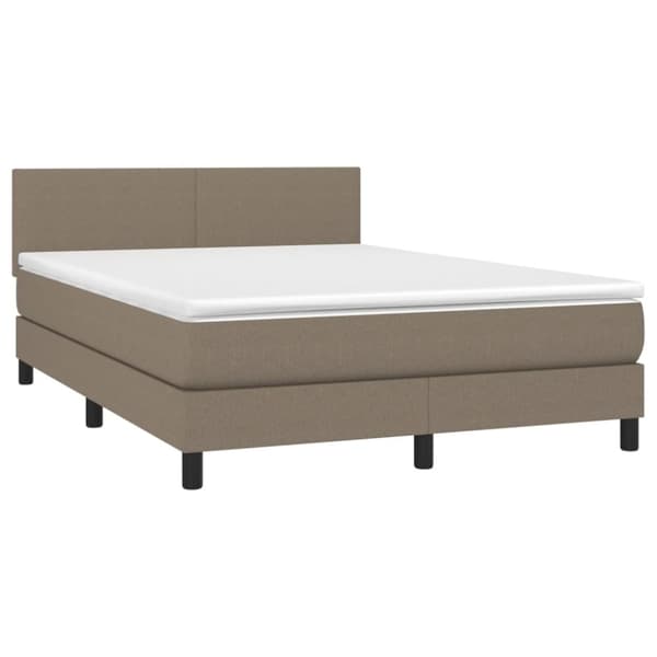 Mannermainen sänky patjalla, taupe, 140x190 cm, kangas