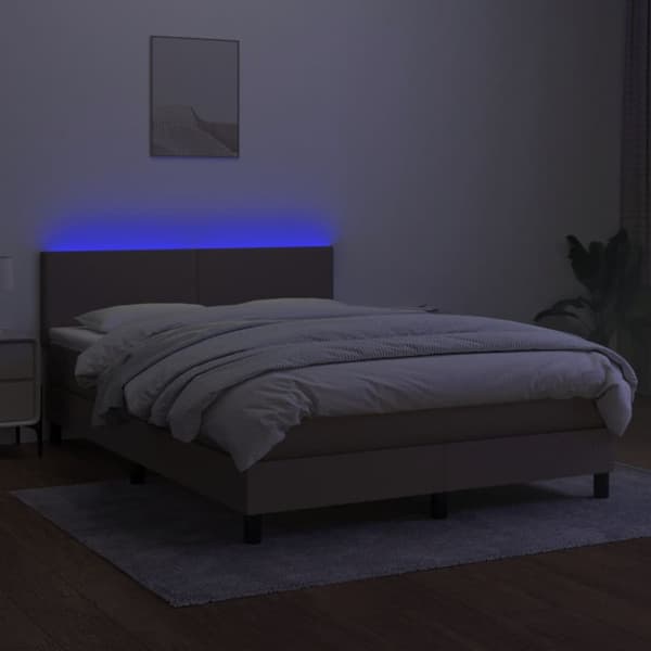 Mannermainen sänky patjalla, taupe, 140x190 cm, kangas