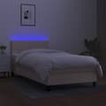 Miniatyrbild 4 av 8: Ramsäng med madrass & LED gräddvit 90x190 cm tyg