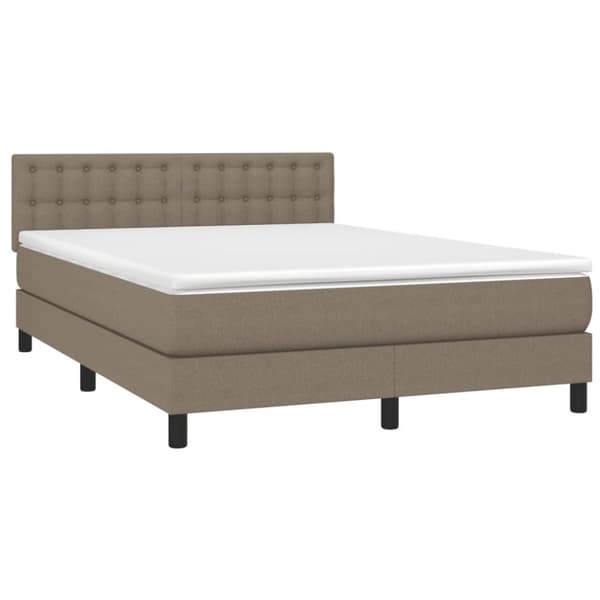Mannermainen sänky patjalla, taupe, 140x190 cm, kangas