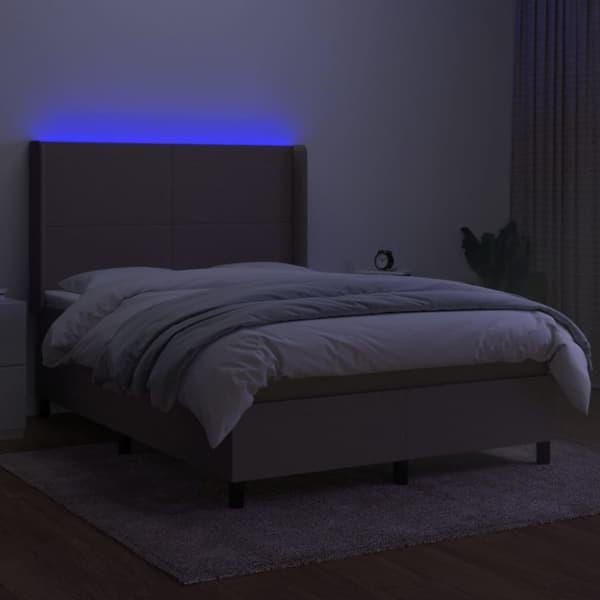 Mannermainen sänky patjalla, taupe, 140x190 cm, kangas