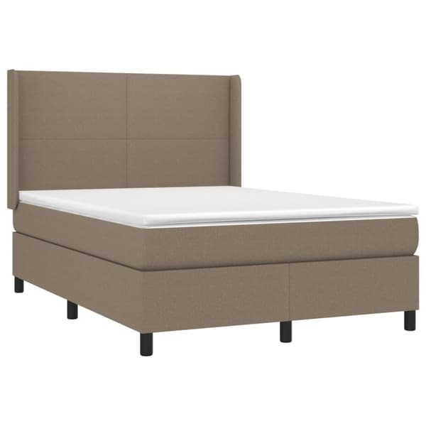 Mannermainen sänky patjalla, taupe, 140x190 cm, kangas