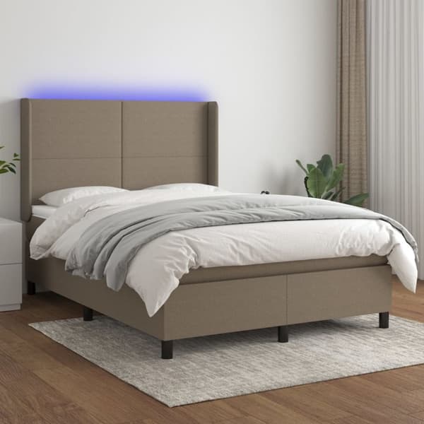 Mannermainen sänky patjalla, taupe, 140x190 cm, kangas