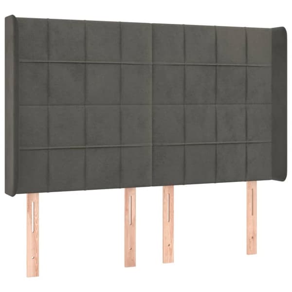 kontinentalseng med LED-lys 140x190 cm fløjl mørkegrå