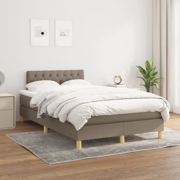 Mannermainen sänky patjalla, taupe, kangas, 120x200 cm