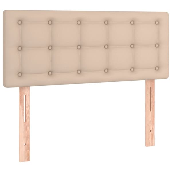 kontinentalseng 90x200 cm kunstlæder cappuccinofarvet