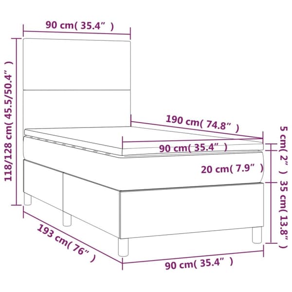 kontinentalseng med madras 90x190 cm fløjl sort