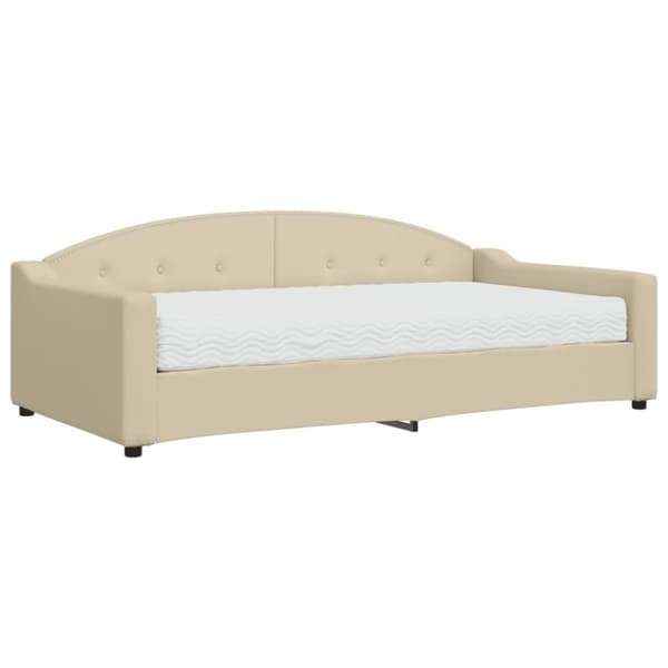 daybed med madras 100x200 cm stof cremefarvet