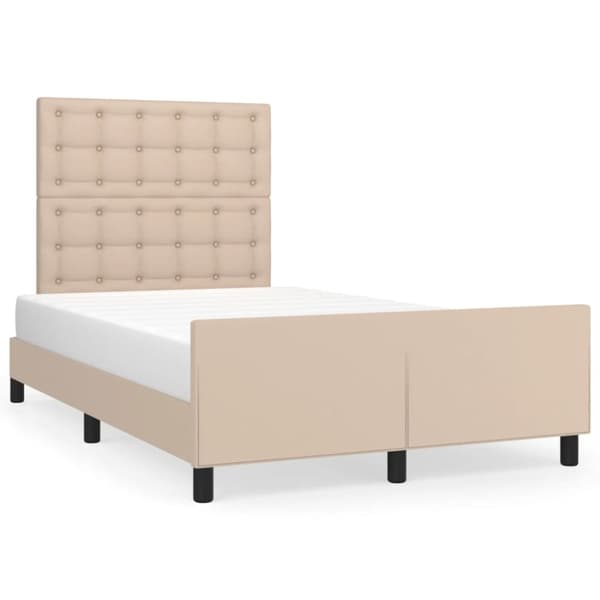 sengeramme med sengegavl 120x200 cm kunstlæder cappuccinofarvet