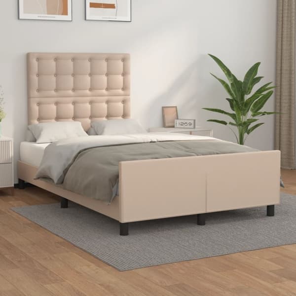 sengeramme med sengegavl 120x200 cm kunstlæder cappuccinofarvet