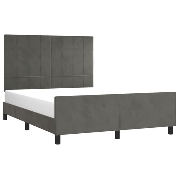 sengeramme med sengegavl 140x190 cm fløjl mørkegrå