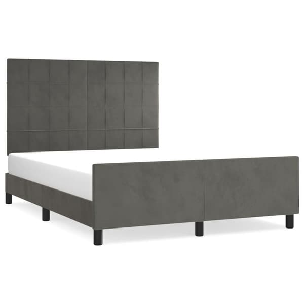 sengeramme med sengegavl 140x190 cm fløjl mørkegrå