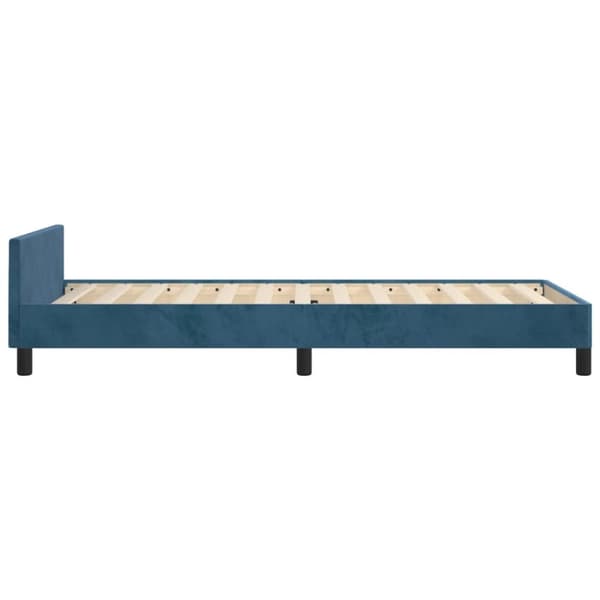 sengeramme med sengegavl 100x200 cm fløjl mørkeblå