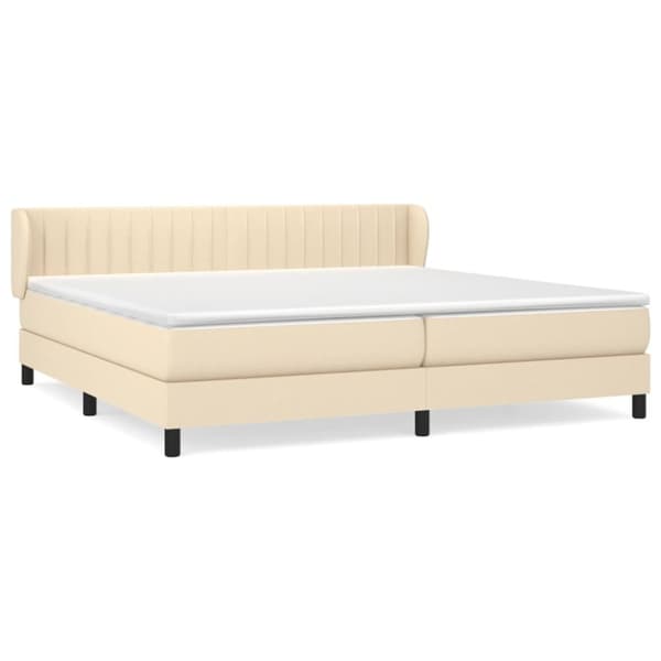 kontinentalseng med madras 200x200 cm stof cremefarvet