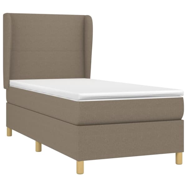 Ramsäng med madrass taupe 80x200 cm tyg