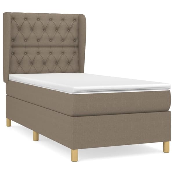 Ramsäng med madrass taupe 80x200 cm tyg