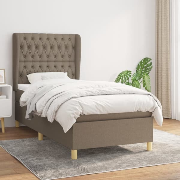 kontinentalseng med madras 90x200 cm stof gråbrun