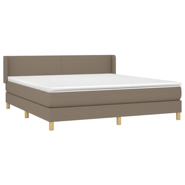 Ramsäng med madrass taupe 160x200 cm tyg