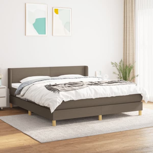Ramsäng med madrass taupe 160x200 cm tyg