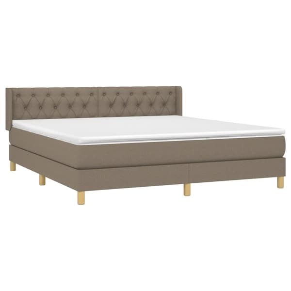 Ramsäng med madrass taupe 160x200 cm tyg