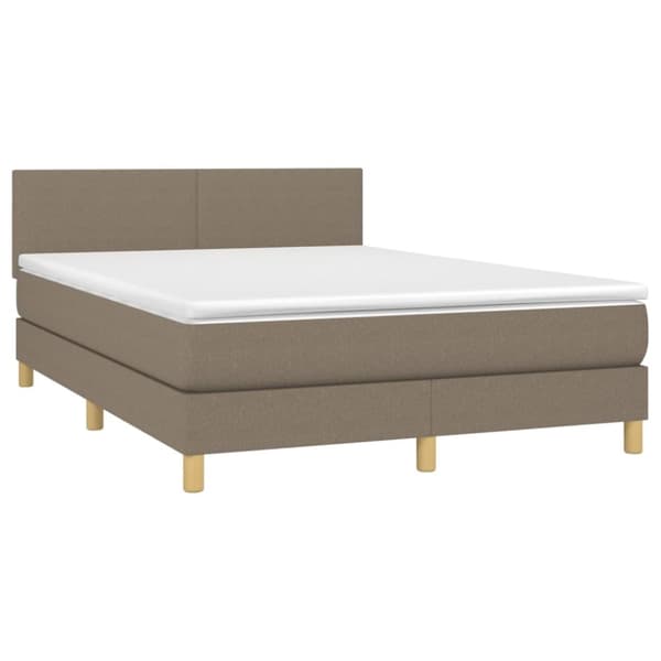 Mannermainen sänky patjalla, taupe, 140x190 cm, kangas