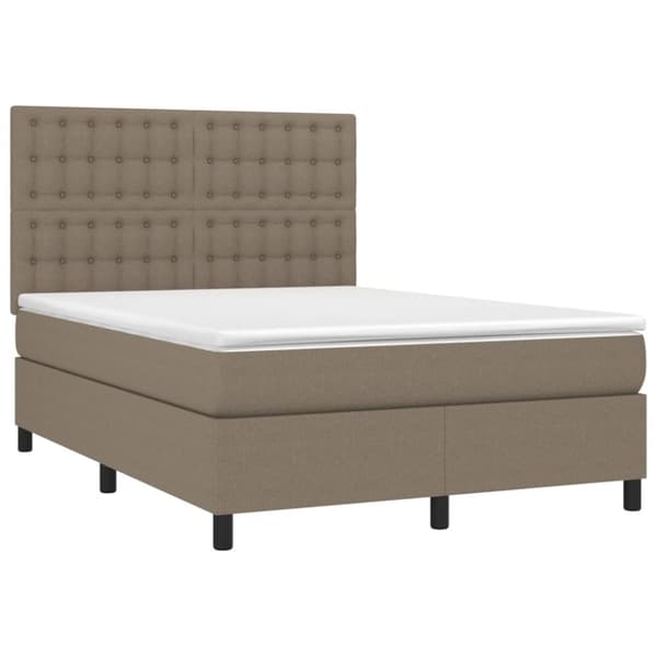 Mannermainen sänky patjalla, taupe, 140x190 cm, kangas