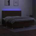 Miniatyrbillede 4 af 8: kontinentalseng med LED-lys 200x200 cm stof mørkebrun