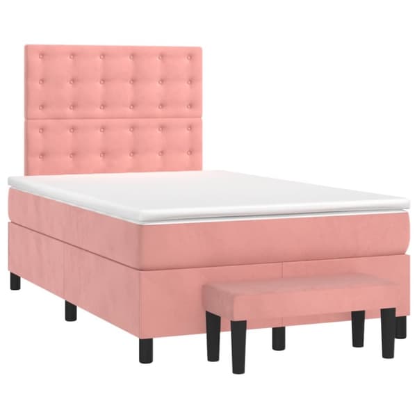 Ramsäng med madrass rosa 120x200 cm sammet