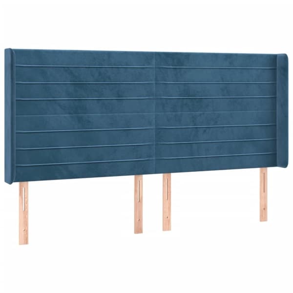 kontinentalseng med LED-lys 180x200 cm fløjl mørkeblå