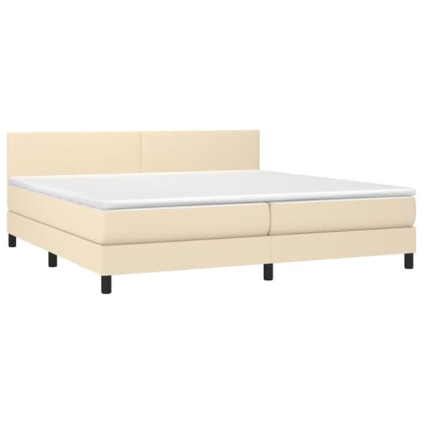 kontinentalseng med madras 200x200 cm stof cremefarvet