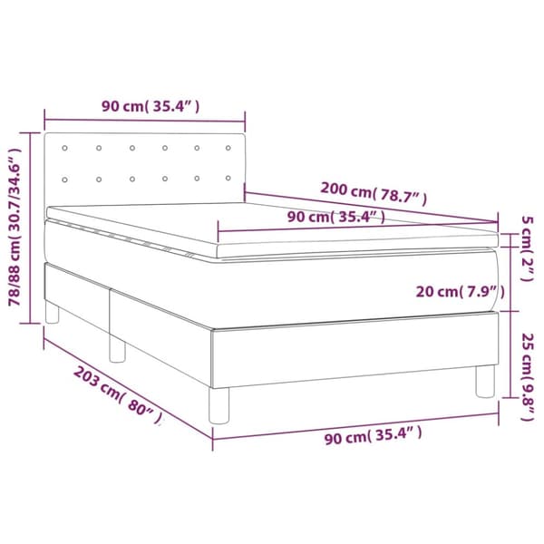 kontinentalseng med madras 90x200 cm stof blå