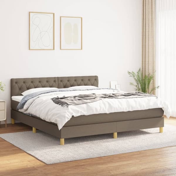 Mannermainen sänky patjalla, taupe, kangas, 160x200 cm
