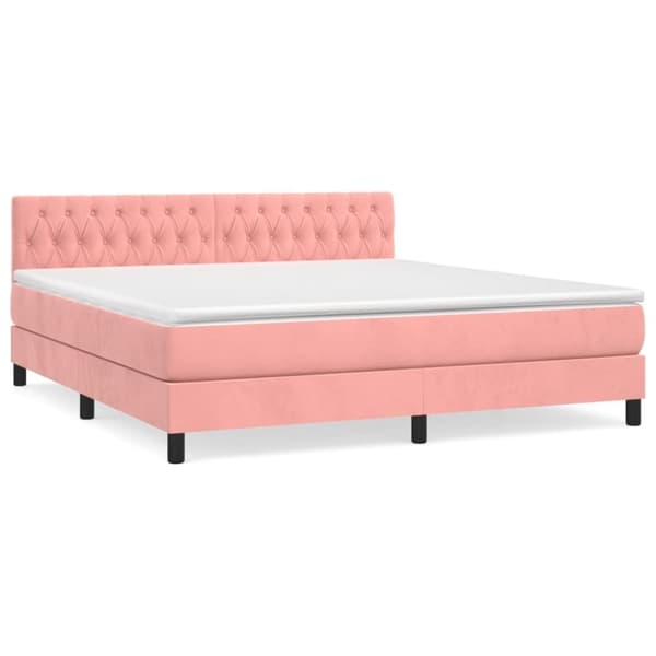 Ramsäng med madrass rosa 180x200 cm sammet