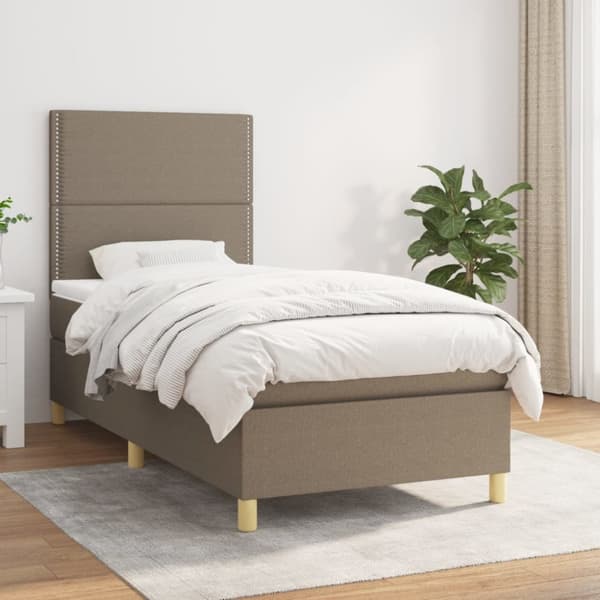 kontinentalseng med madras 80x200 cm stof gråbrun