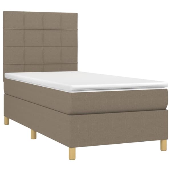 Ramsäng med madrass taupe 80x200 cm tyg