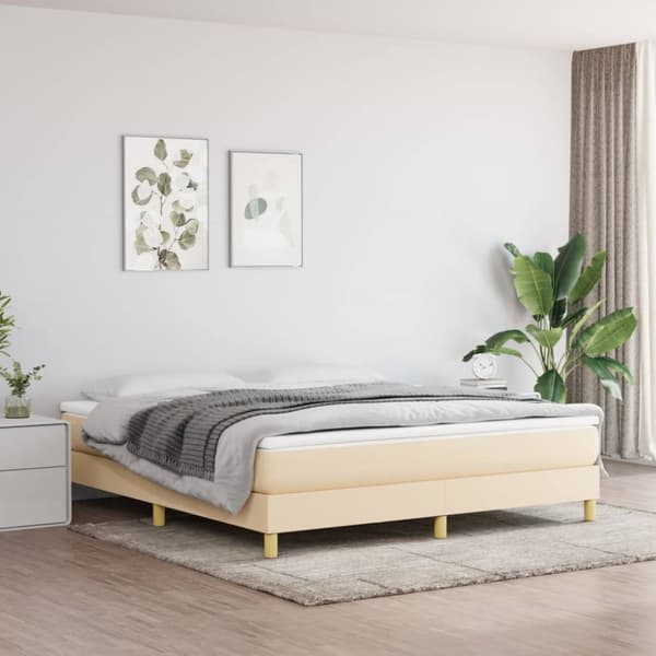 kontinentalseng med madras 160x200 cm stof cremefarvet