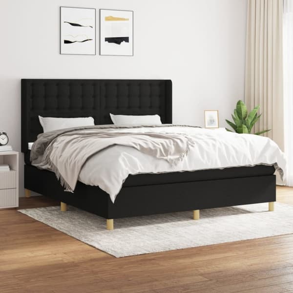 kontinentalseng med madras 160x200 cm stof sort