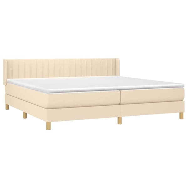 kontinentalseng med madras 200x200 cm stof cremefarvet