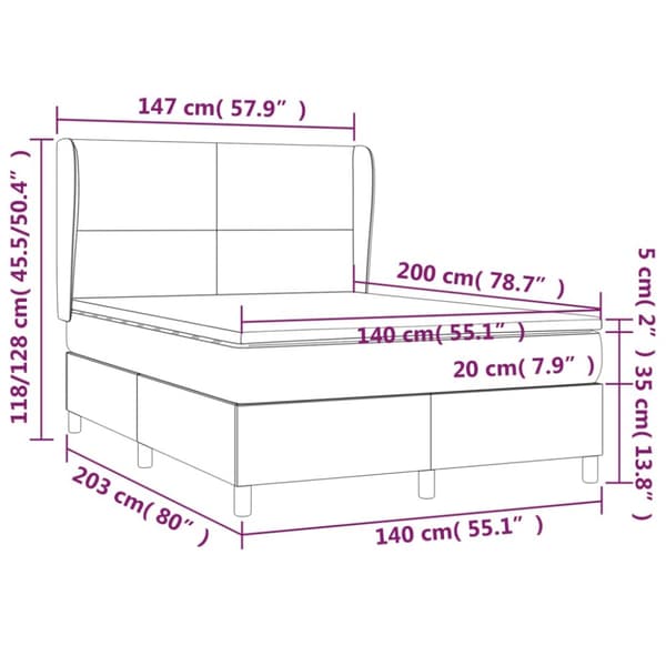 kontinentalseng med madras 140x200 cm stof sort
