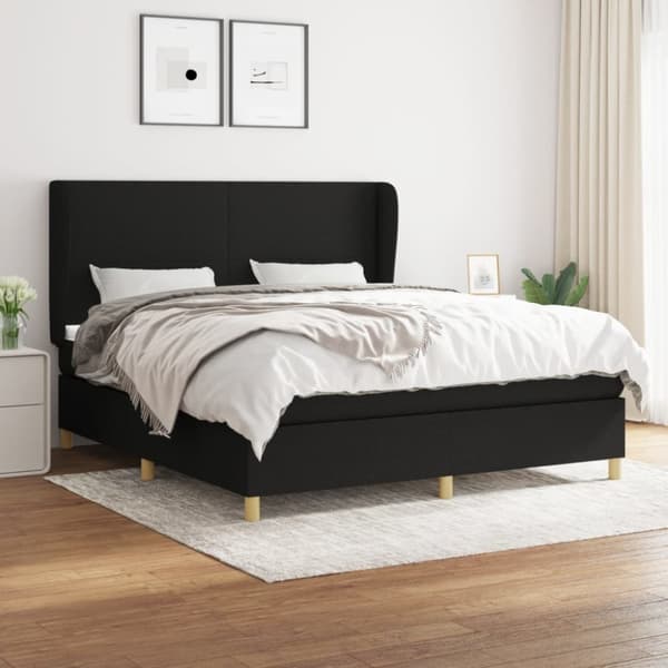 kontinentalseng med madras 160x200 cm stof sort