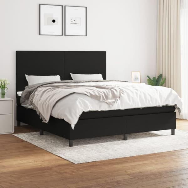 kontinentalseng med madras 160x200 cm stof sort