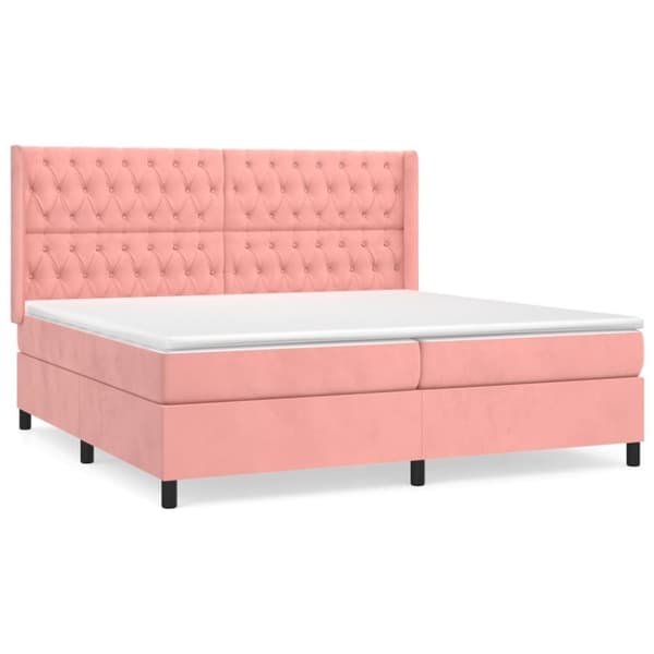 Ramsäng med madrass rosa 200x200 cm sammet