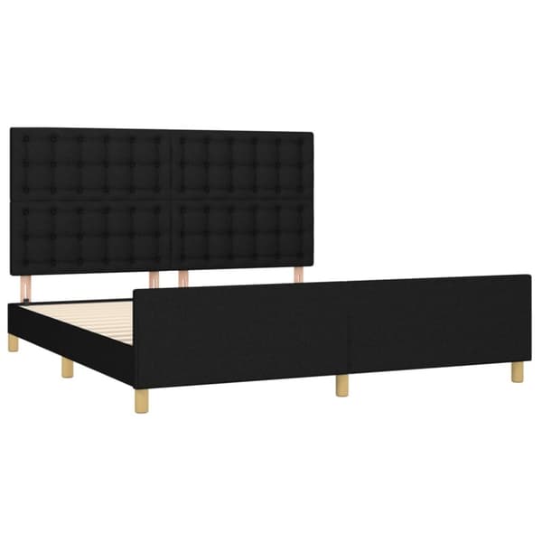 sengeramme med sengegavl 180x200 cm stof sort