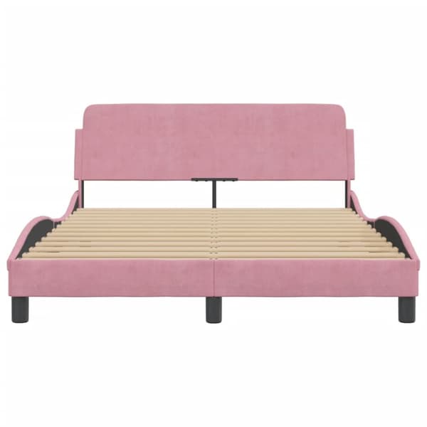 sengeramme med sengegavl 120x200 cm fløjl pink