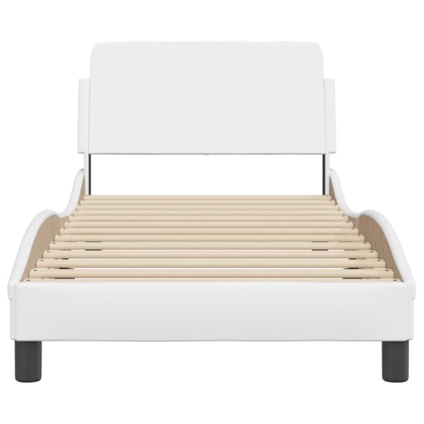 sengeramme med sengegavl 90x190 cm kunstlæder hvid